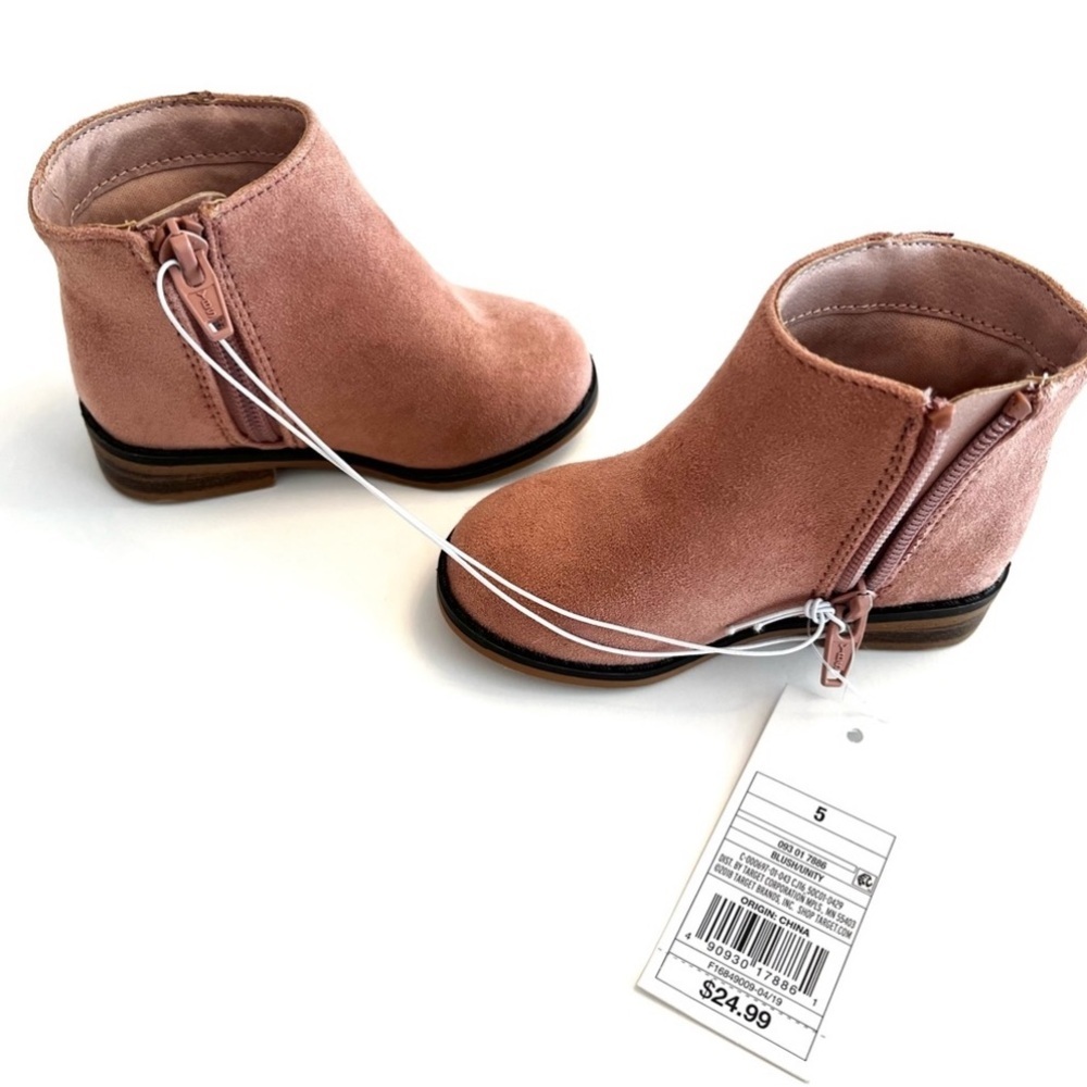 (NWT) Cat & Jack Unity Blush Suede Toddler Size 5 Fashion Boots w/ Ruffle detail - Picture 8 of 9